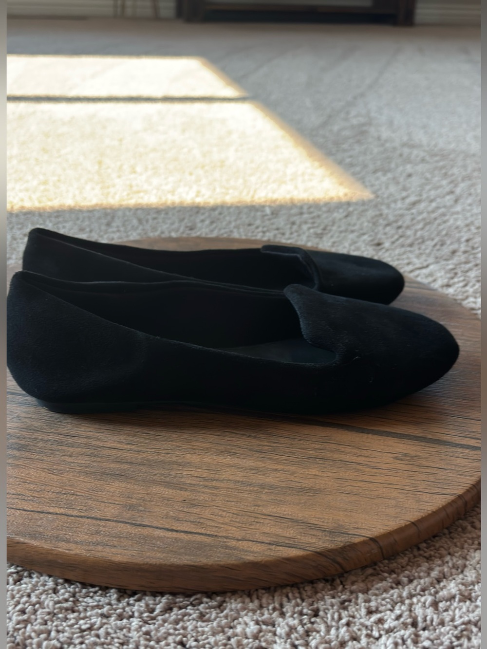 Women's Black Suede Slip-On Ballet Flats